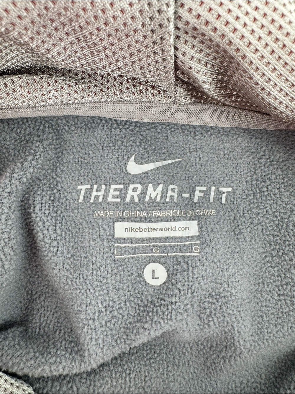 Nike Heather Gray and pink Hoodie sweatshirt with Size Large therma-fit - Picture 6 of 7